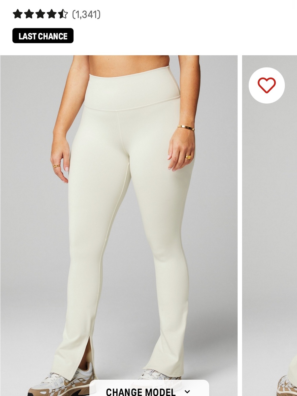 Fabletics Cream Ankle-Slit Flare Leggings SHORT